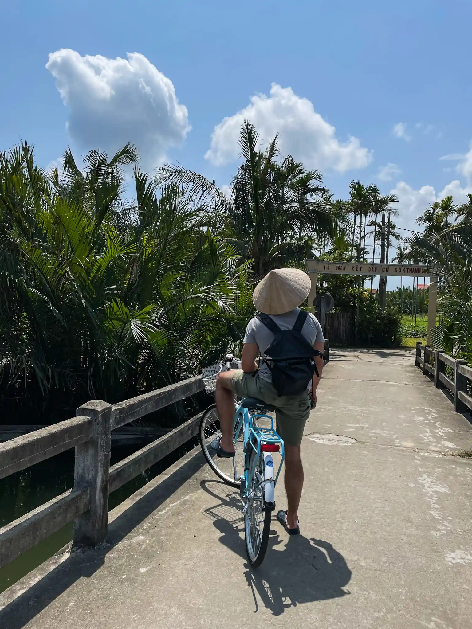 bike and Vietnam hat